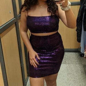 2 piece sparkly purple dress size large